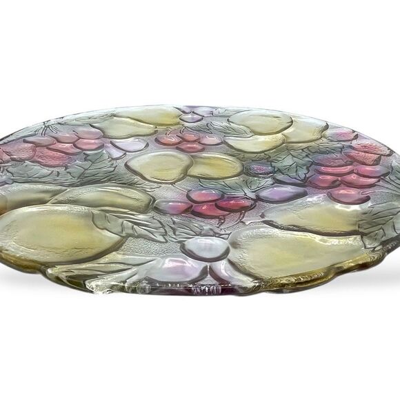Indiana Glass Rainbow Garden Fruit Textured Glass Round Serving Platter - Picture 11 of 13